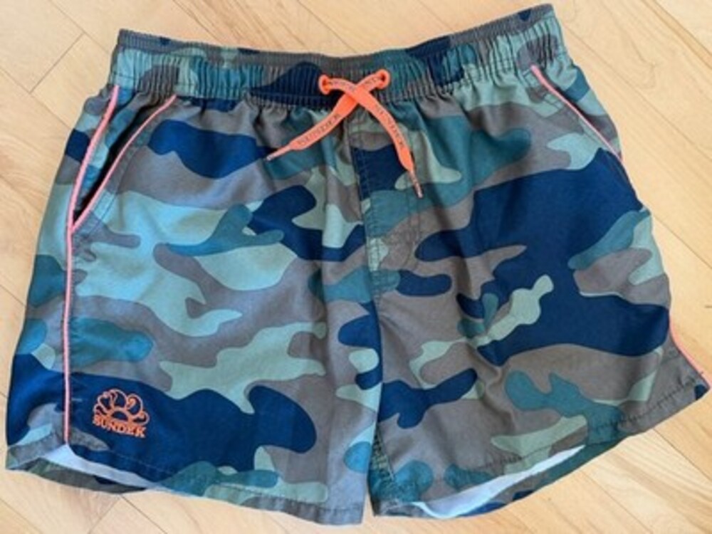 Sundek Camouflage Print Elastic Waist Swim Shorts Boys Size 12